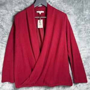 Jorge Perez Red Draped V-Neck Wrap Sweater
